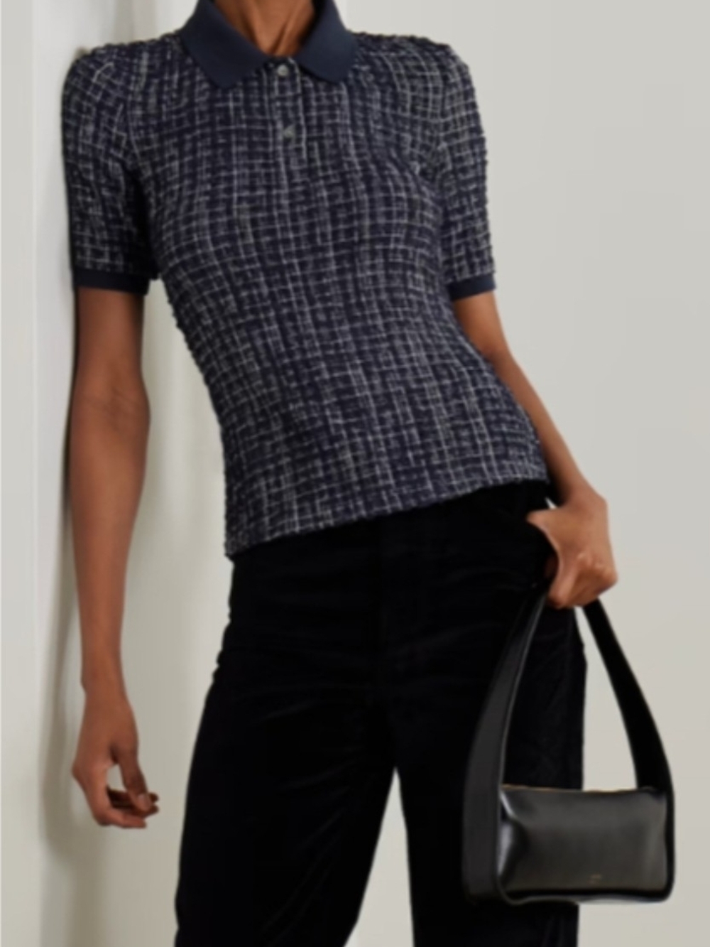 Veronica Beard Navy Tweed Short-Sleeve Top - Women